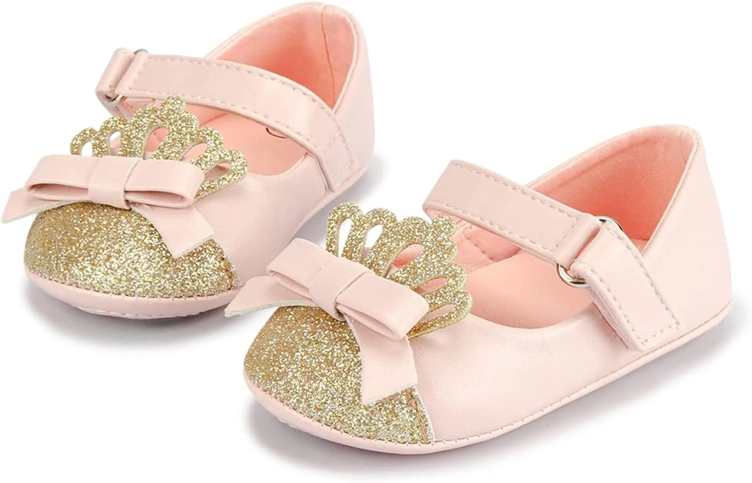 Fashion Crown Princess Shoes Little Kid Shoes Non Slip Soft Sole Walking Shoes Baby Shoes Infant Extra Wide