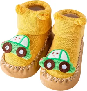 First Walking Shoes Baby Boy Girls Cartoon Non Slip Rubber Sole Floor Slipper Cozy Warm Shoes Booties Prewalker