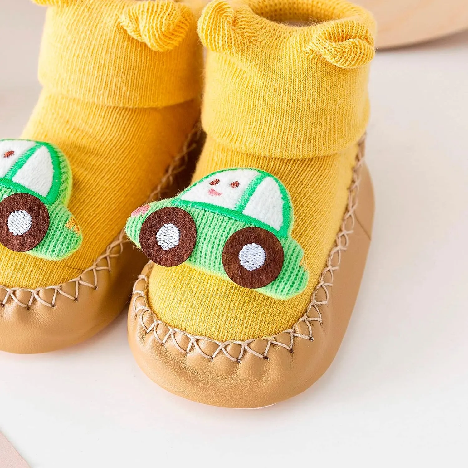 First Walking Shoes Baby Boy Girls Cartoon Non Slip Rubber Sole Floor Slipper Cozy Warm Shoes Booties Prewalker