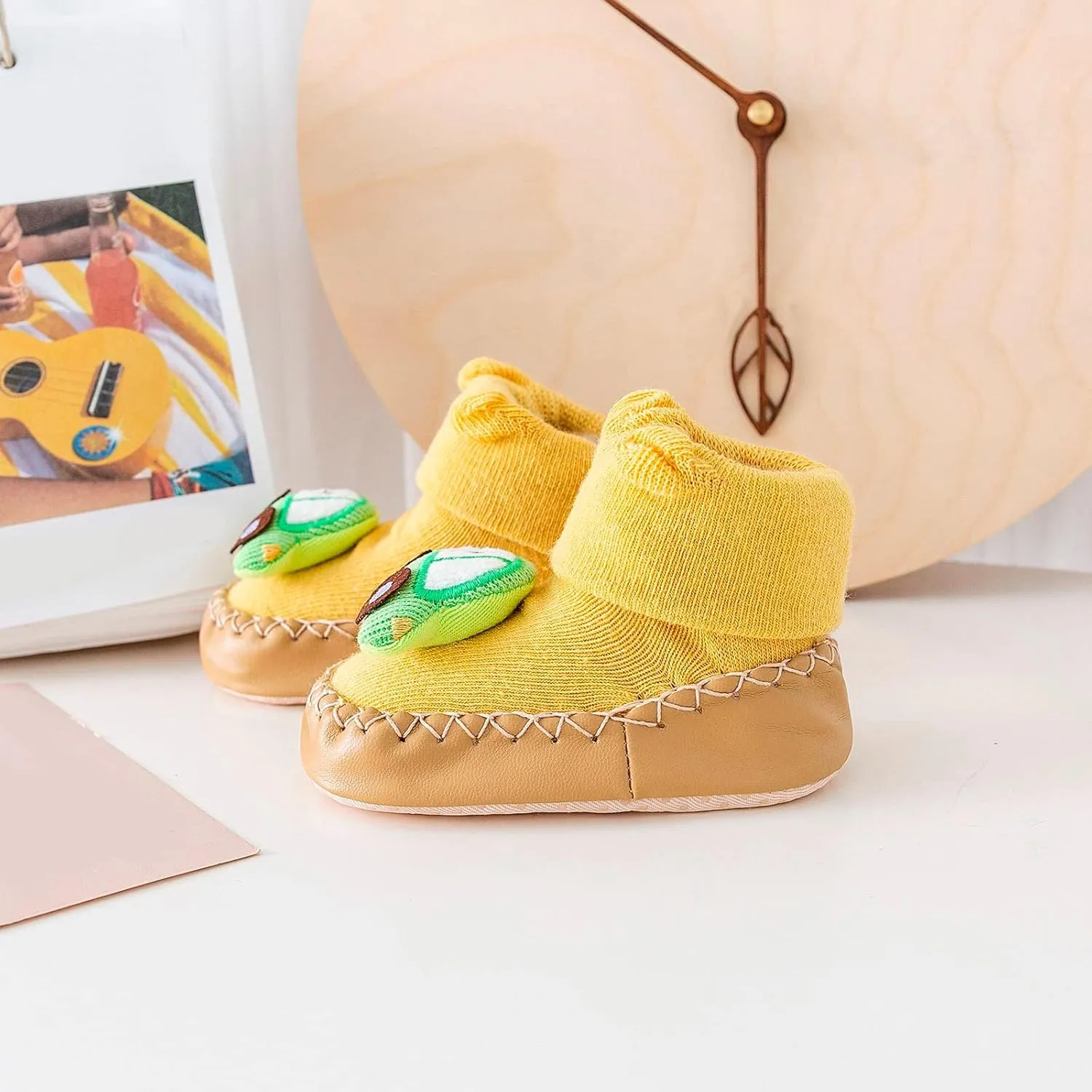 First Walking Shoes Baby Boy Girls Cartoon Non Slip Rubber Sole Floor Slipper Cozy Warm Shoes Booties Prewalker