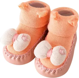First Walking Shoes Baby Boy Girls Cartoon Non Slip Rubber Sole Floor Slipper Cozy Warm Shoes Booties Prewalker
