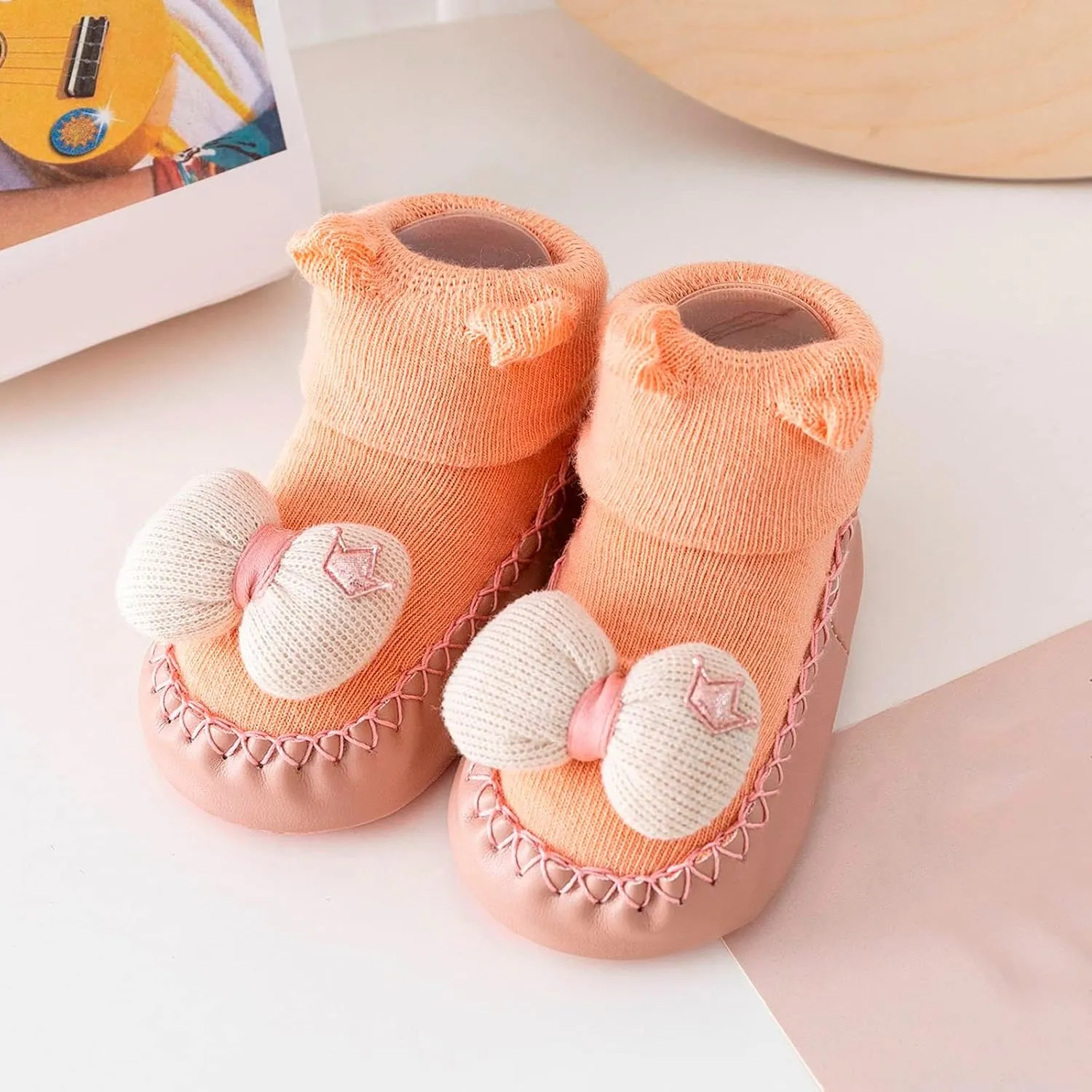 First Walking Shoes Baby Boy Girls Cartoon Non Slip Rubber Sole Floor Slipper Cozy Warm Shoes Booties Prewalker