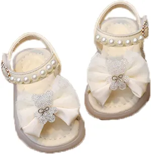 Girls Ballet Shoes Girls Sandals Summer For Children Wearing Beach Shoes Pearl Soft Sole Toddler First Walking Shoes