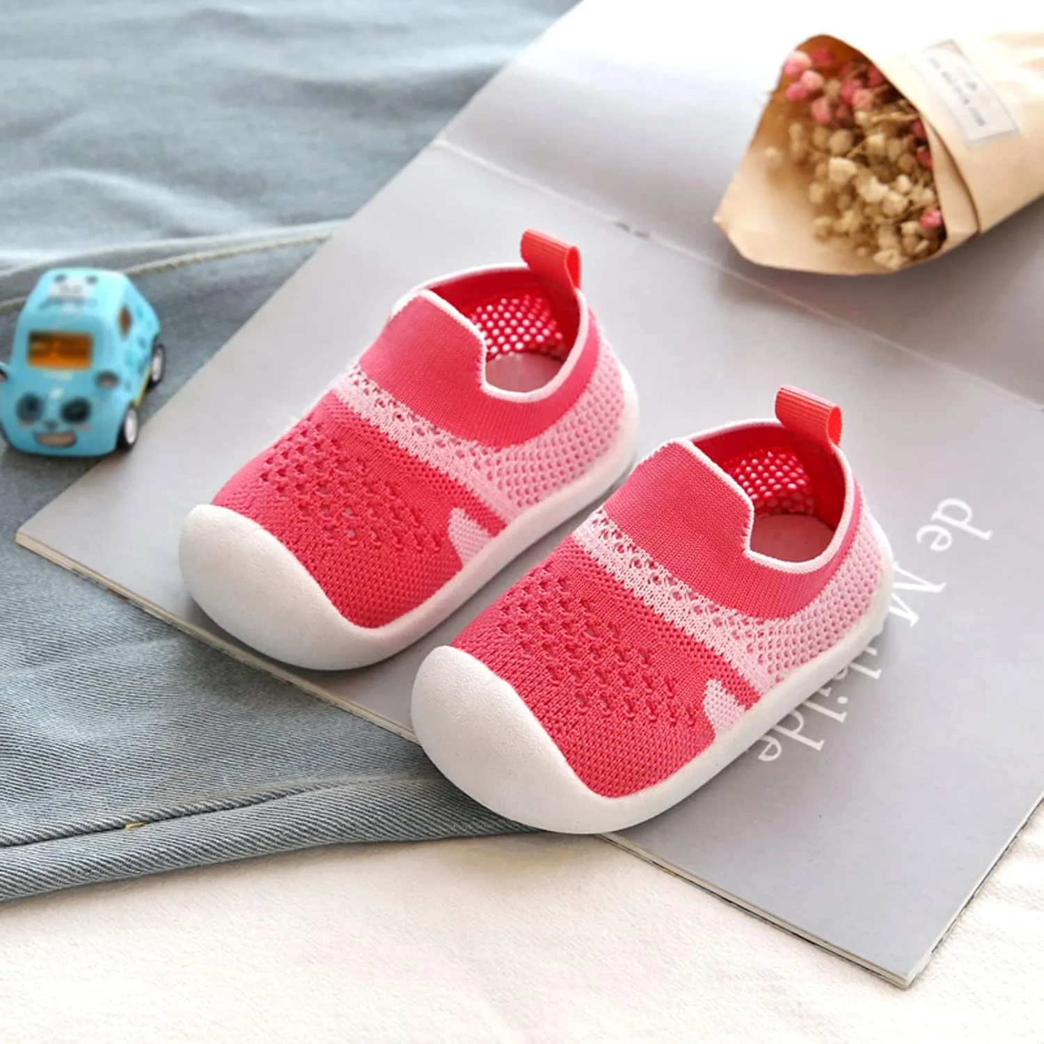Girls Boys Leisure Shoes Mesh Soft Bottom Breathable Slip On Sport Shoes Socks Shoes Toddler 8 Shoes