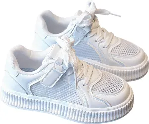 Girls' Flats Sneaker Toddler Kids Mesh Casual Sport Breathable Shoes for Little Kid Tennis Running Lace Up Shoes
