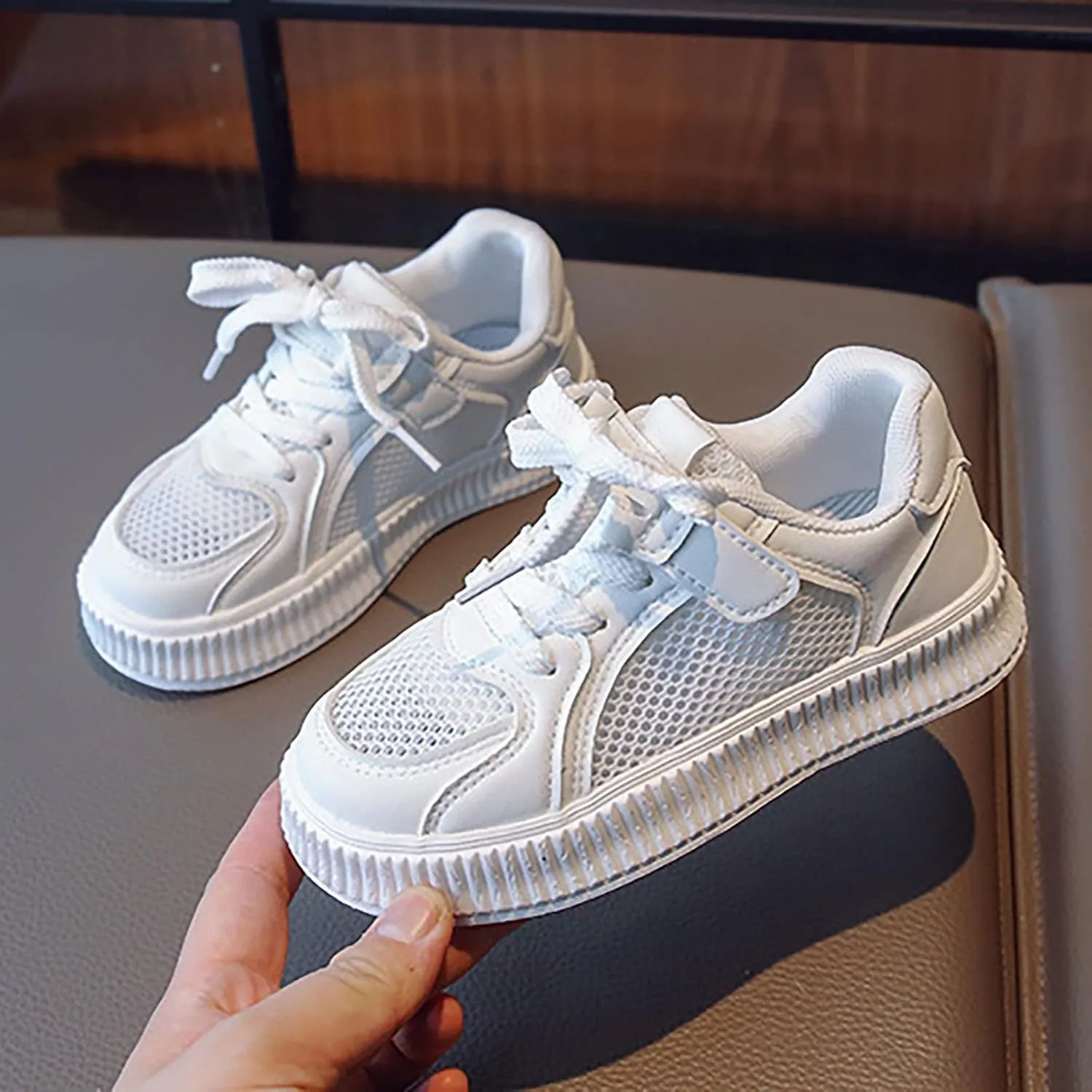 Girls' Flats Sneaker Toddler Kids Mesh Casual Sport Breathable Shoes for Little Kid Tennis Running Lace Up Shoes