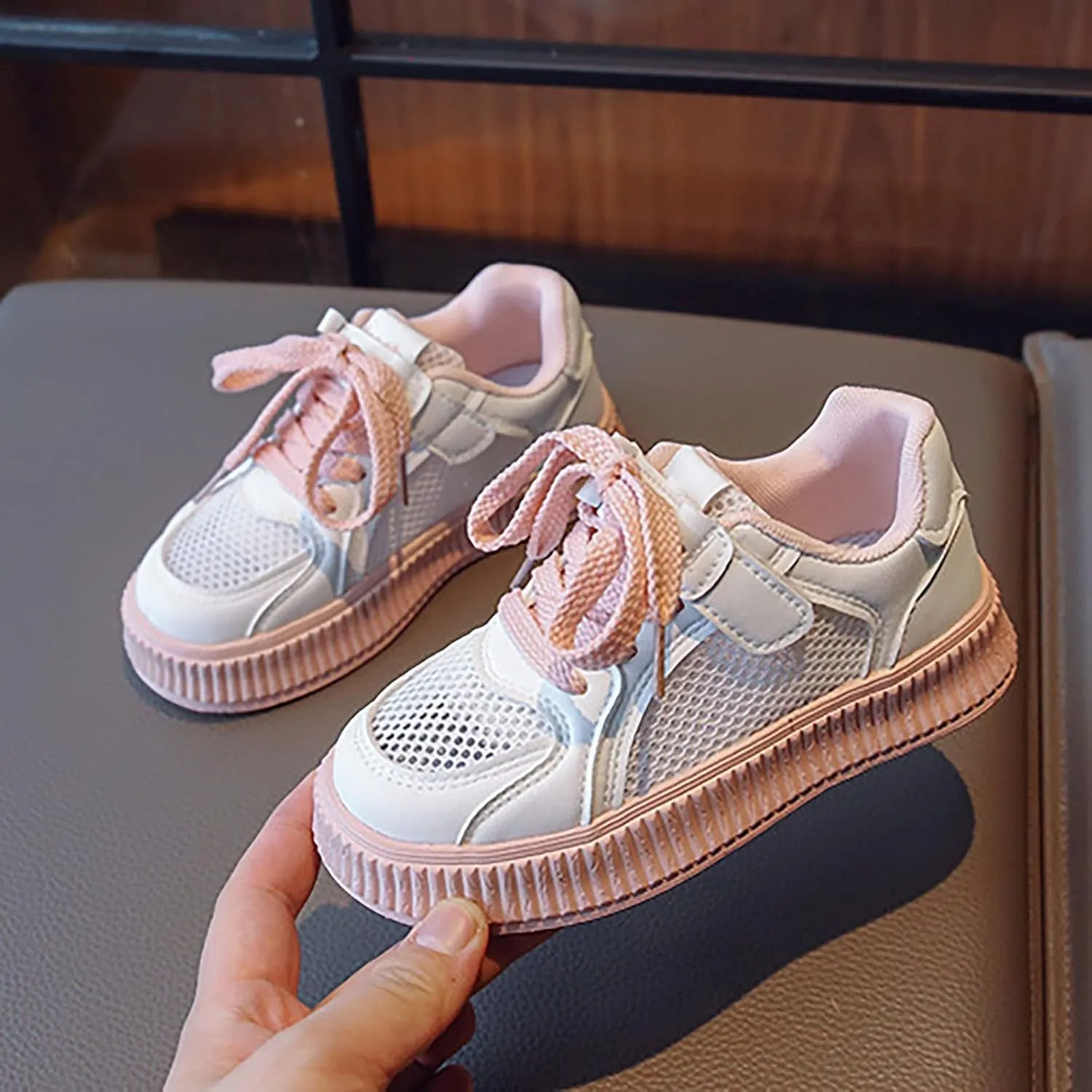 Girls' Flats Sneaker Toddler Kids Mesh Casual Sport Breathable Shoes for Little Kid Tennis Running Lace Up Shoes