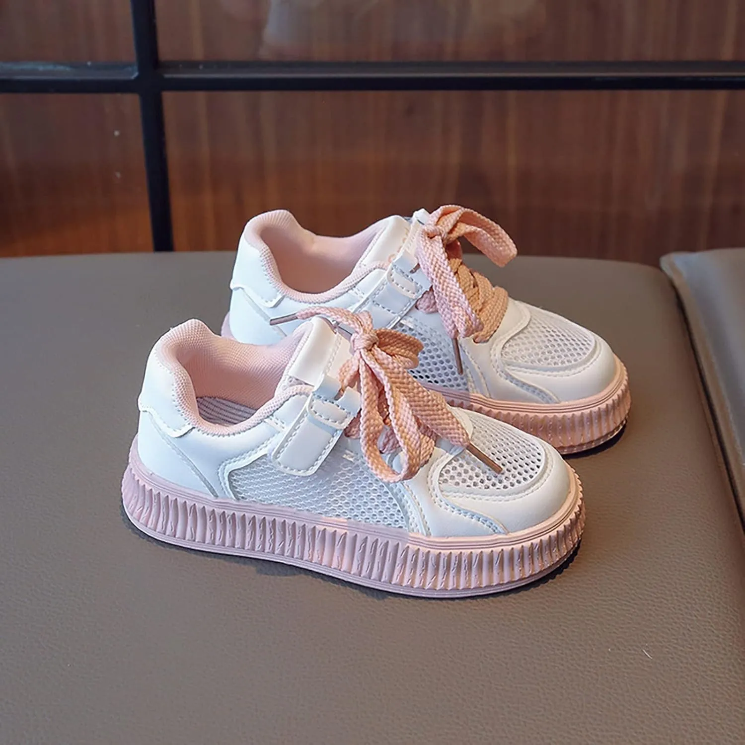 Girls' Flats Sneaker Toddler Kids Mesh Casual Sport Breathable Shoes for Little Kid Tennis Running Lace Up Shoes