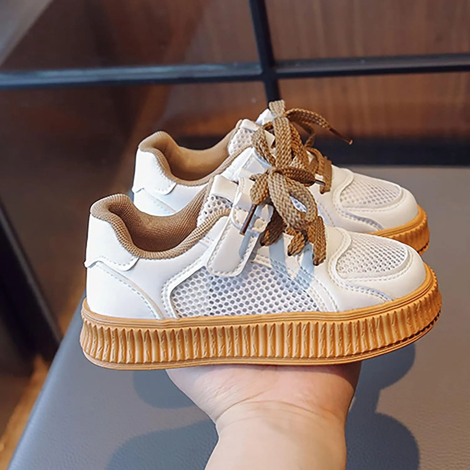 Girls' Flats Sneaker Toddler Kids Mesh Casual Sport Breathable Shoes for Little Kid Tennis Running Lace Up Shoes
