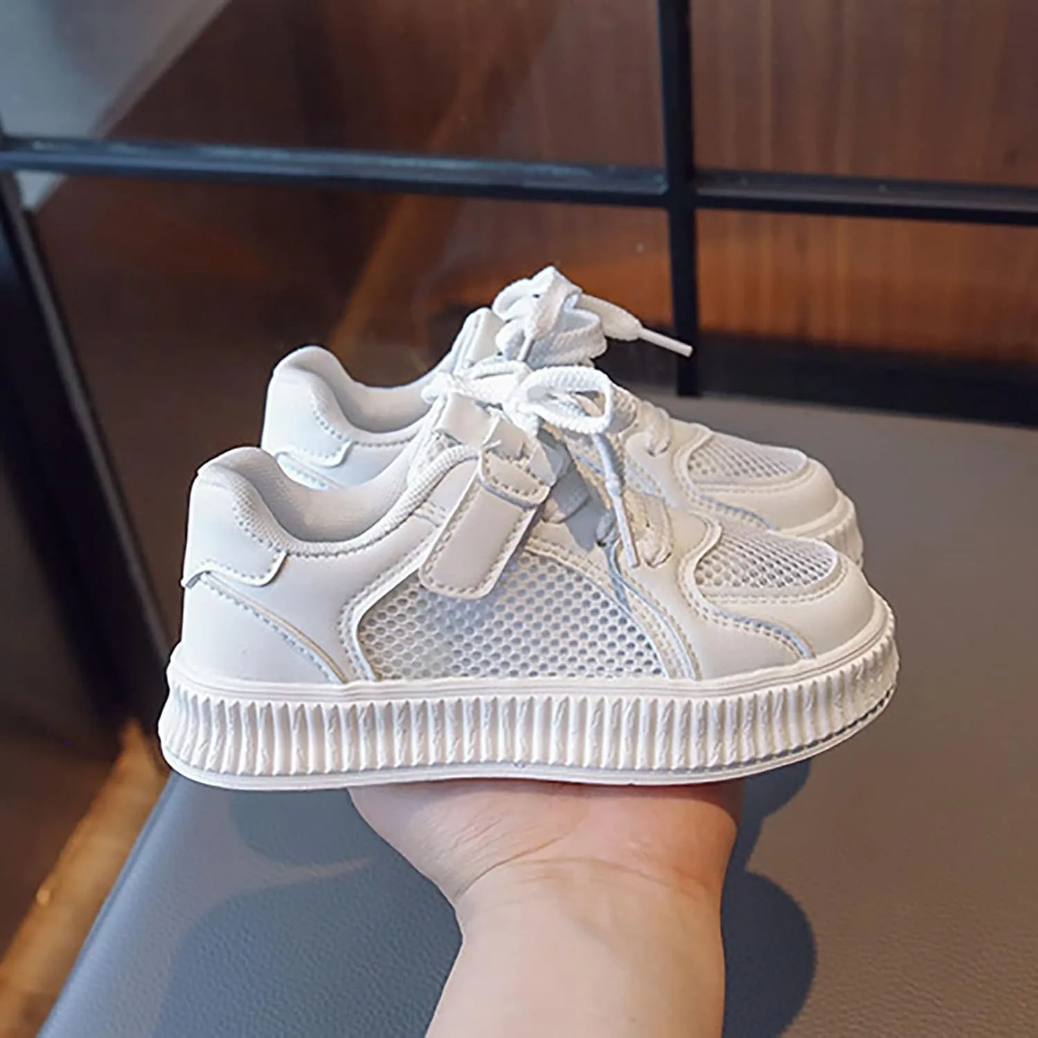 Girls' Flats Sneaker Toddler Kids Mesh Casual Sport Breathable Shoes for Little Kid Tennis Running Lace Up Shoes