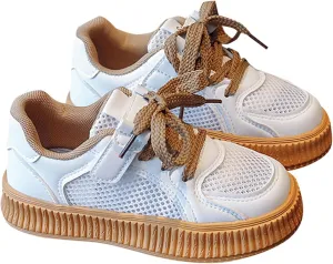 Girls' Flats Sneaker Toddler Kids Mesh Casual Sport Breathable Shoes for Little Kid Tennis Running Lace Up Shoes
