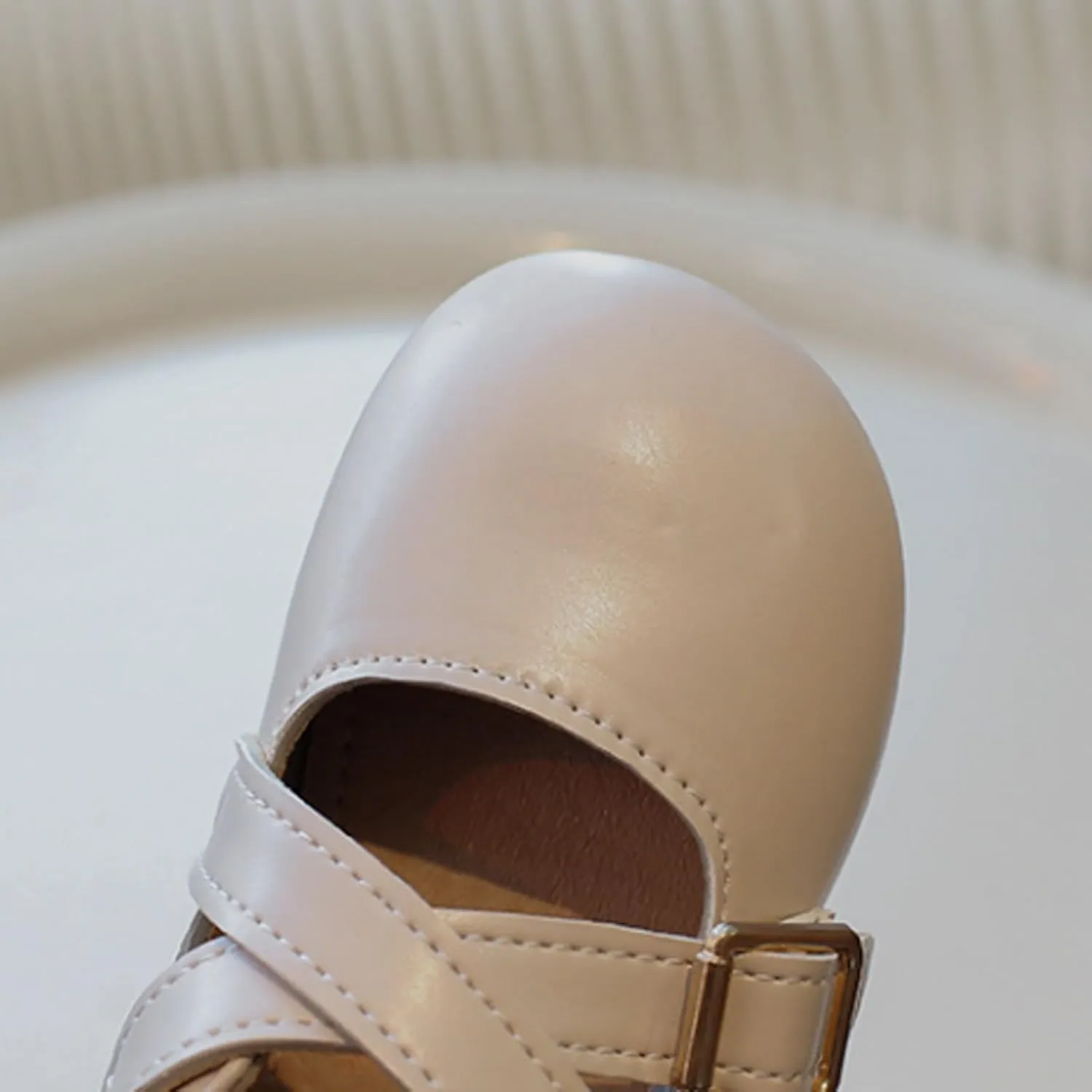 Girls School Shoes Round Toe Double Buckle Dress Shoes Kids Rubber Soft Soles Leather Fashion Walking Shoes