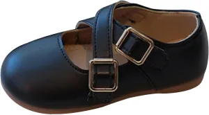 Girls School Shoes Round Toe Double Buckle Dress Shoes Kids Rubber Soft Soles Leather Fashion Walking Shoes