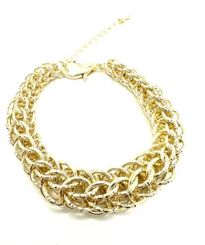 Golden Textured Links Bracelet
