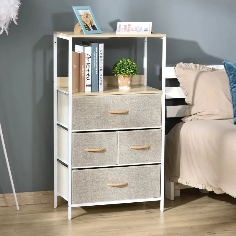 HOMCOM Fabric Chest of Drawers Storage Unit 58x29x103cm - White