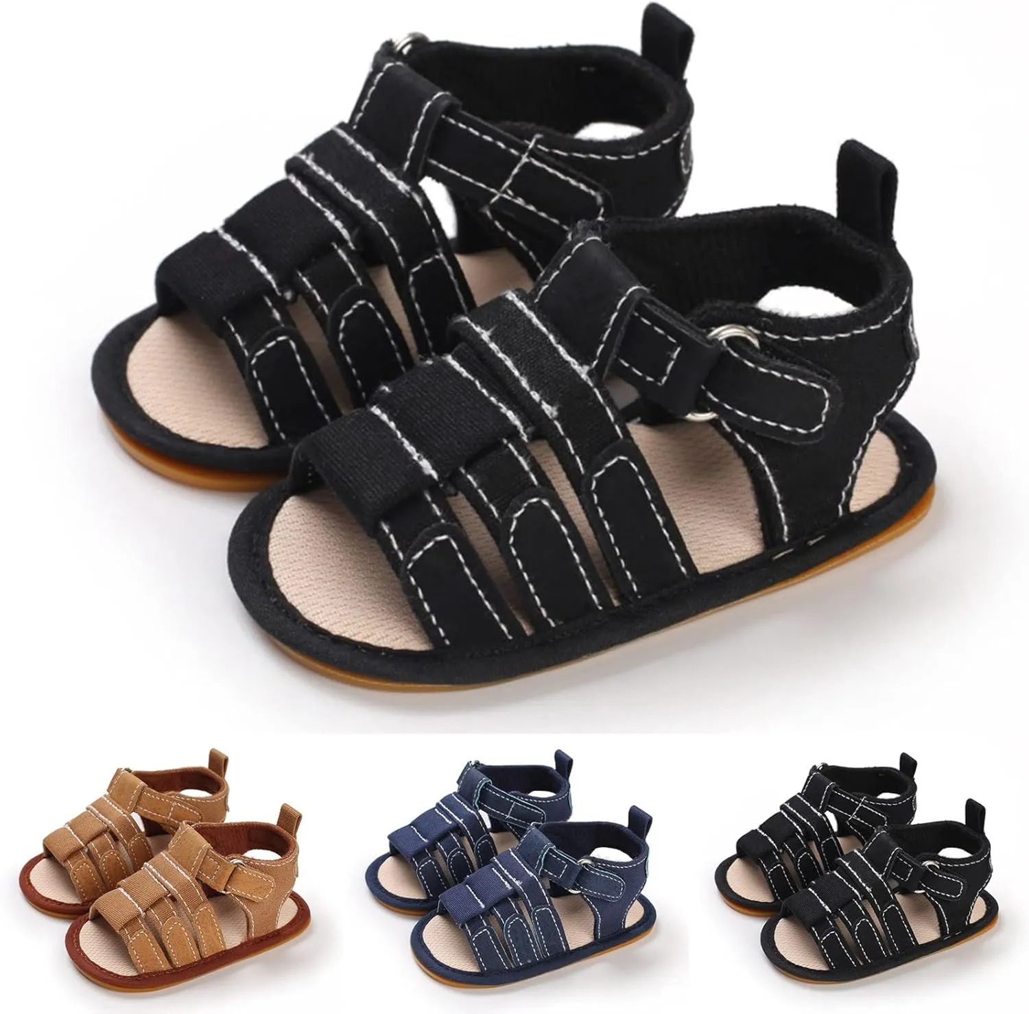 Infant Baby Boys Girls Summer Beach Sandals Non Slip Soft Rubber Sole Toddler Outdoor Open-Toe First Walking Shoes