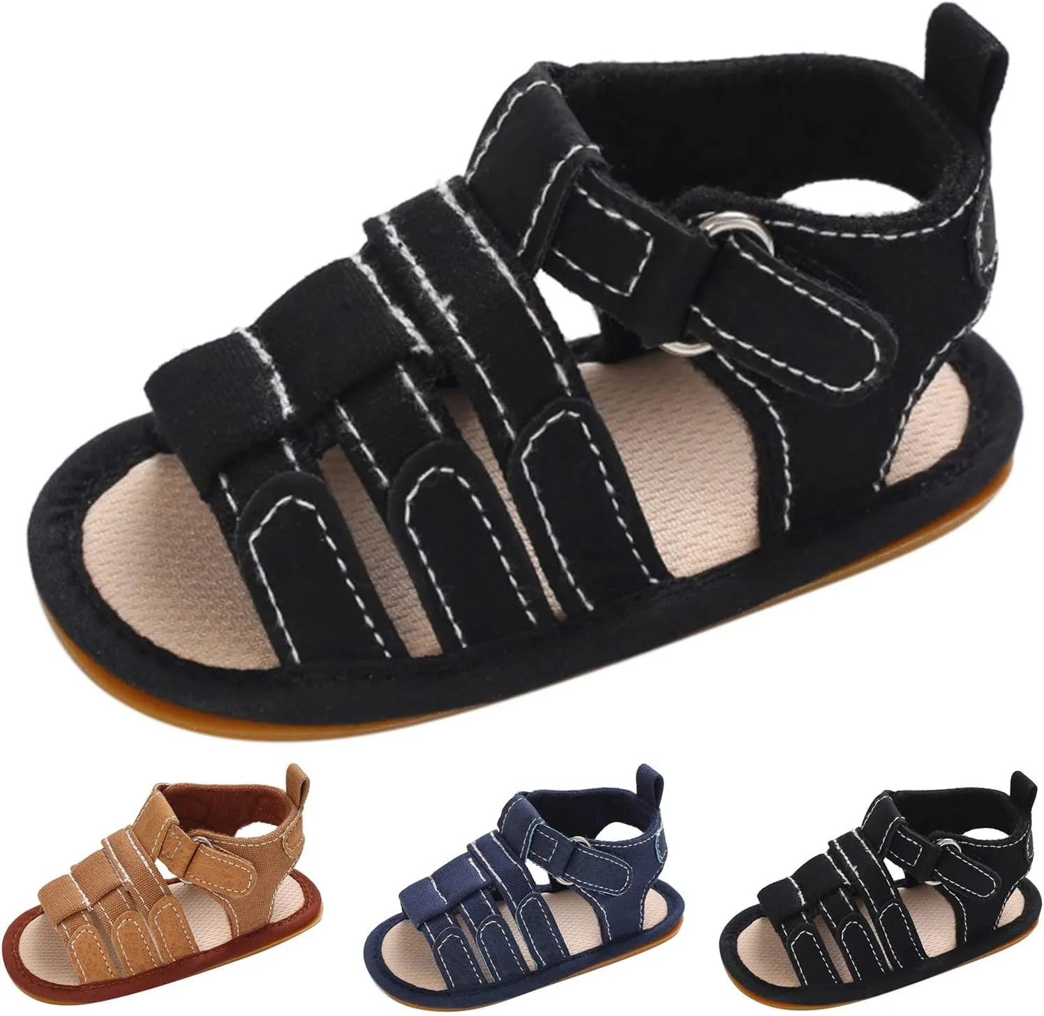 Infant Baby Boys Girls Summer Beach Sandals Non Slip Soft Rubber Sole Toddler Outdoor Open-Toe First Walking Shoes