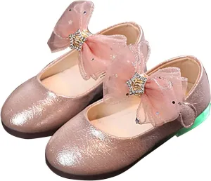 Infant Baby Girls Bow Princess Shoes Luminous Princess Shoes Soft Sole Wedding Dress Shoes Children's Lamp Shoes