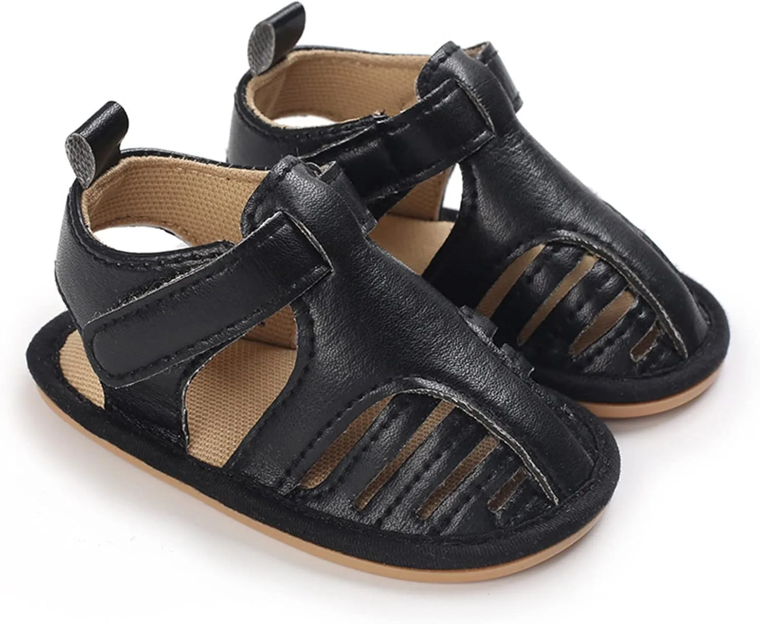 Infant Baby Girls Sandals Solid PU Leather Soft Anti-Slip Rubber Sole Toddler Breathable First Walkers Crib Shoes