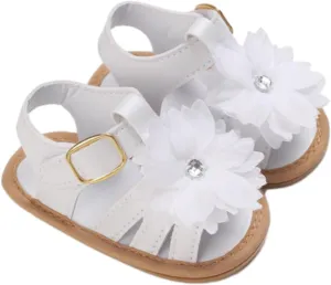 Infant Baby Girls Sandals Summer Flower Beach Soft Rubber Sole Toddler First Walking Shoes