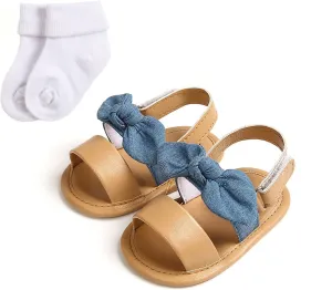 Infant Baby Shoes Boys And Girls Sandals Flat Soles Light Breathable Comfortable Hook Loop Bow With Kids
