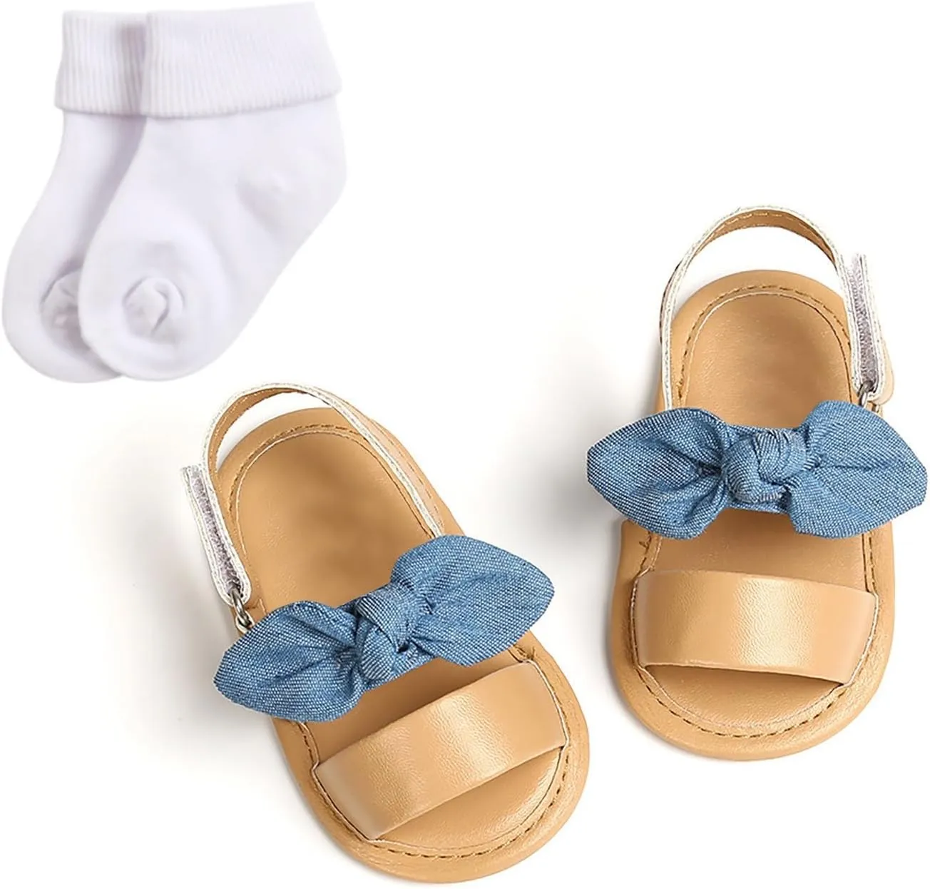 Infant Baby Shoes Boys And Girls Sandals Flat Soles Light Breathable Comfortable Hook Loop Bow With Kids