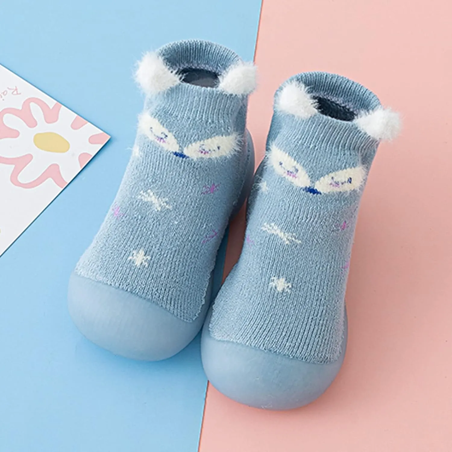 Infant Boys Girls Animal Cartoon Shoes Toddler Fleece WarmThe Floor Non Slip Prewalker Shoes Toddler 11 Shoes Boys