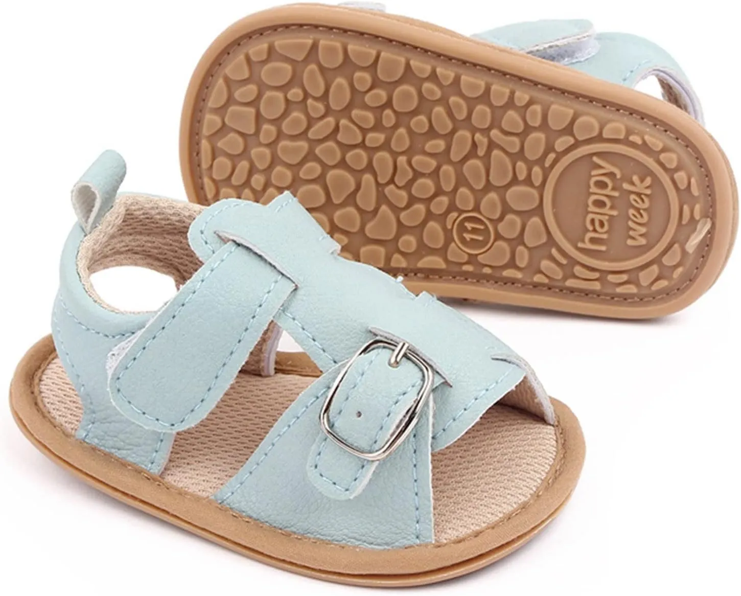 Infant Boys Girls Open Toe Solid Shoes First Walkers Shoes Summer Toddler Flat Sandals Shower Sandal Slippers