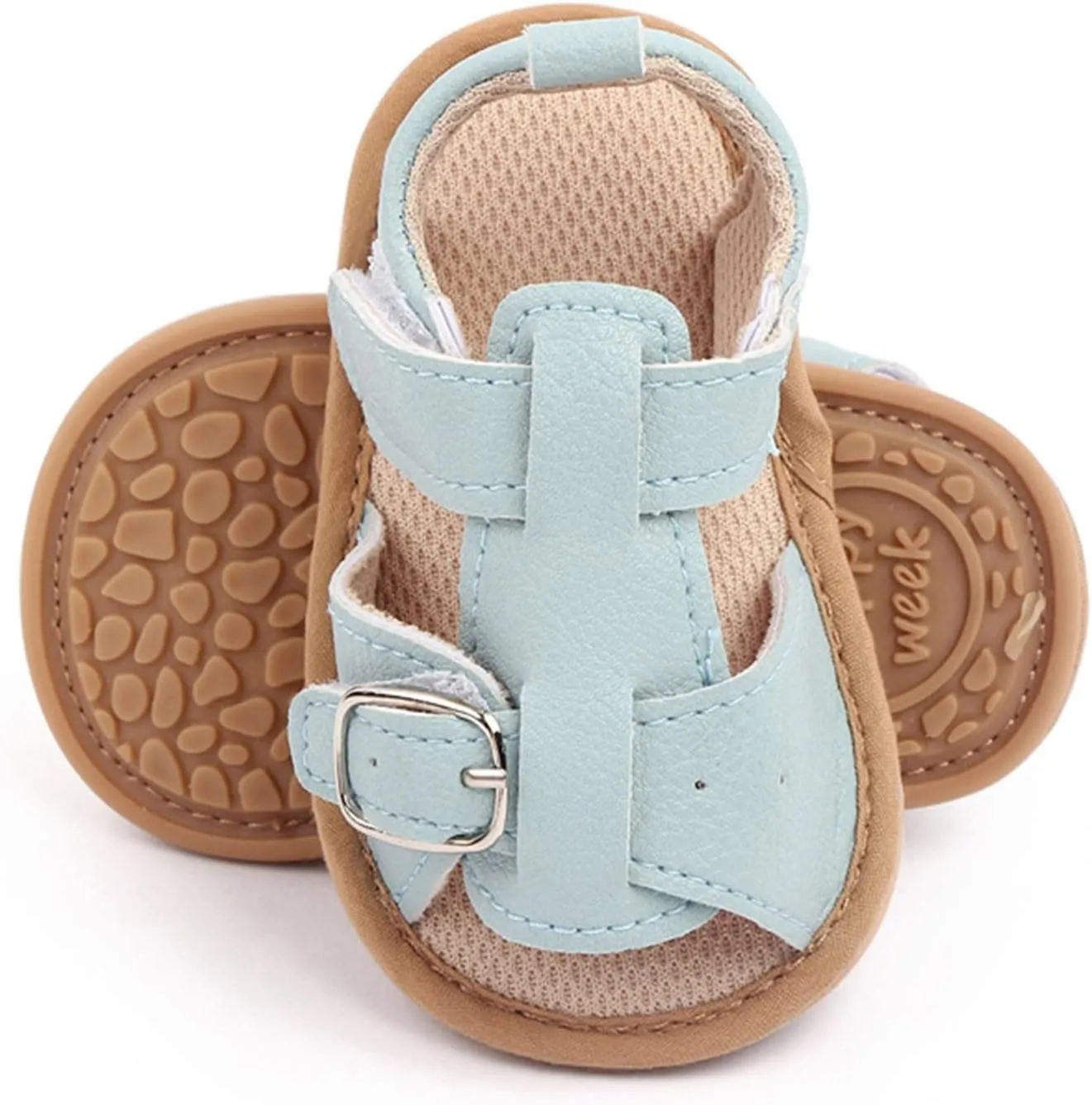 Infant Boys Girls Open Toe Solid Shoes First Walkers Shoes Summer Toddler Flat Sandals Shower Sandal Slippers