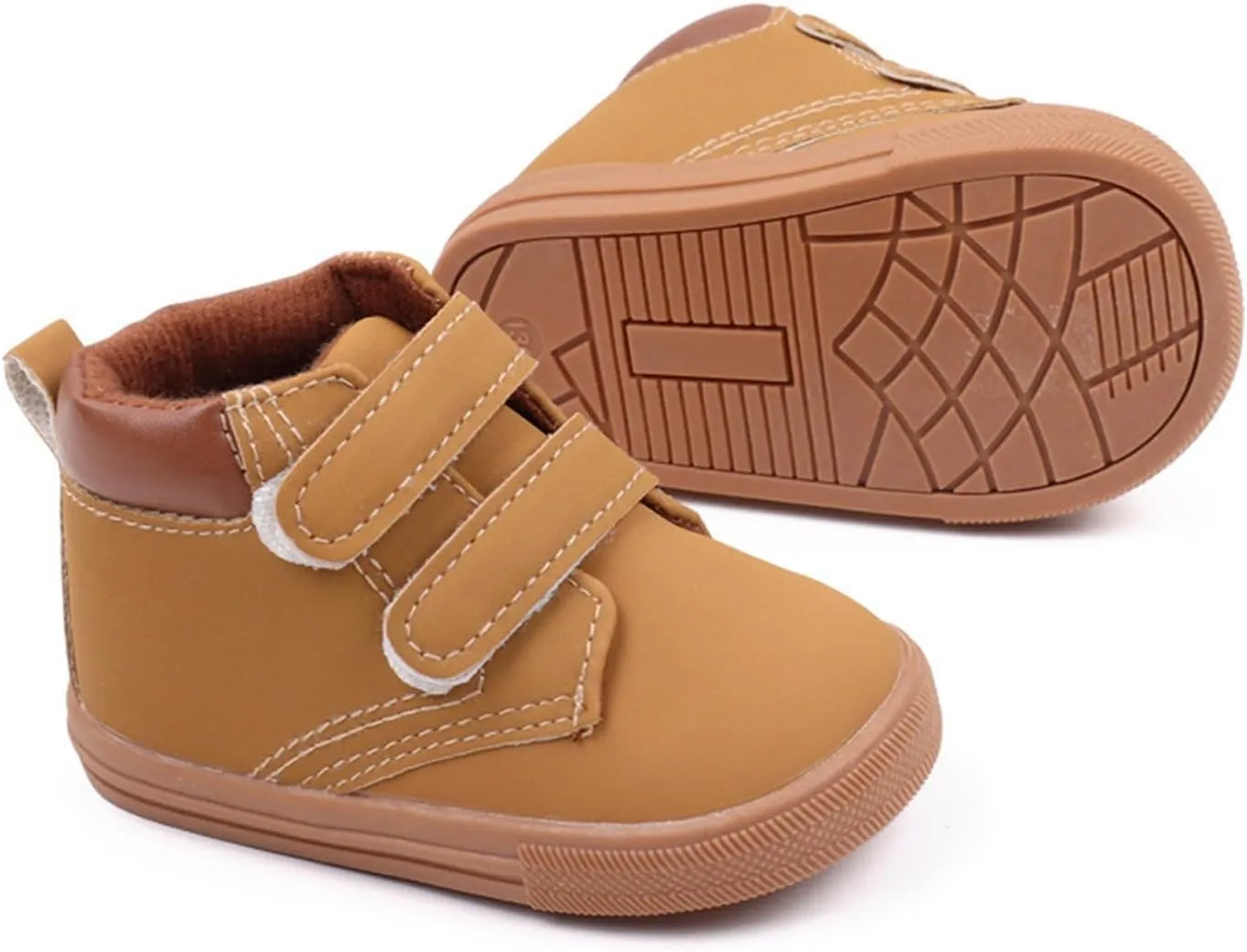 Infant Boys High-top Sneaker Cowboy Baby Brown Shoes Fashion Suede Leather Lace-Up Soft Flat Walking Ankle Boots Girl Shoes Size 2