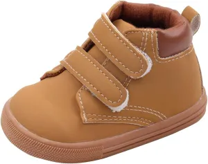 Infant Boys High-top Sneaker Cowboy Baby Brown Shoes Fashion Suede Leather Lace-Up Soft Flat Walking Ankle Boots Girl Shoes Size 2