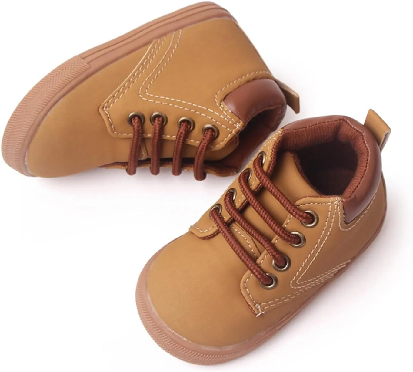 Infant Boys High-top Sneaker Cowboy Baby Brown Shoes Fashion Suede Leather Lace-Up Soft Flat Walking Ankle Boots