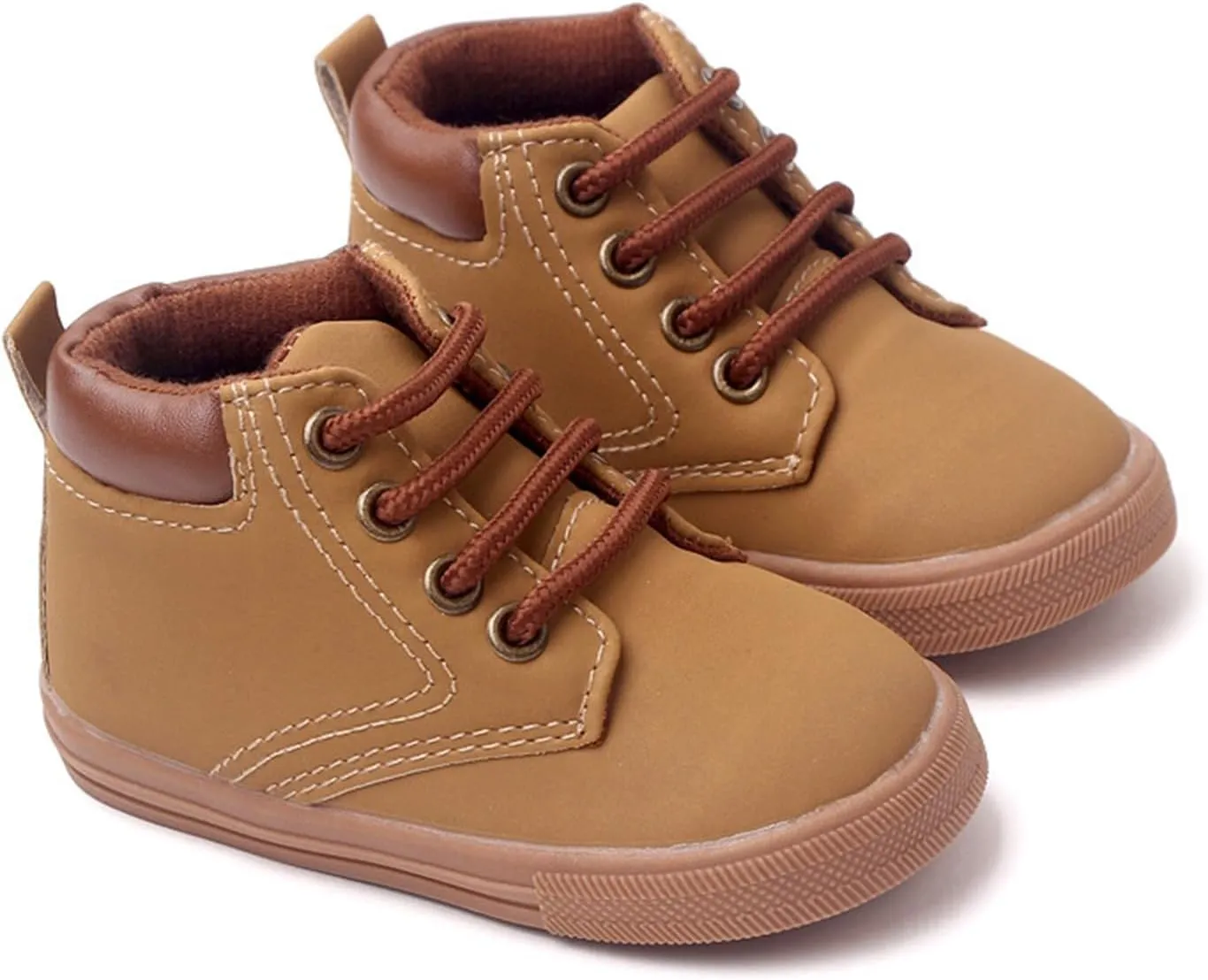Infant Boys High-top Sneaker Cowboy Baby Brown Shoes Fashion Suede Leather Lace-Up Soft Flat Walking Ankle Boots