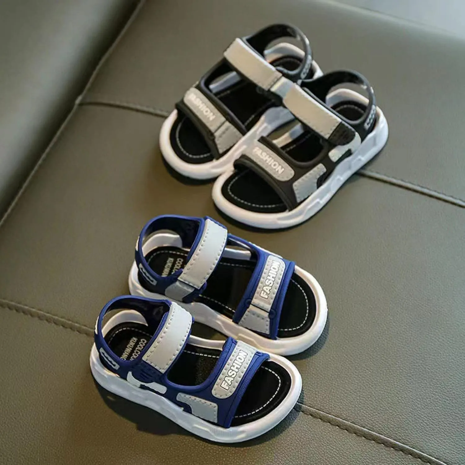 Infant Shoes Home Slippers for Children Kids Cartoon Soft Sole in Summer Comfortable Boys Sandals (Blue, 4-4.5 Years)