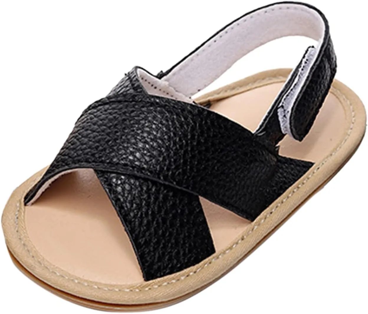 Infant Toddler Baby Girls Boys Shoes Sandals First Walkers Prewalkers Soft Sole Flat Shoes Fashion (Black, 6 Toddler)