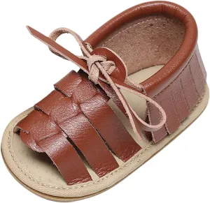 Infant Toddler Baby Girls Boys Shoes Sandals First Walkers Prewalkers Tassels Anti-Slip Soft Sole (Brown, 6 Toddler)