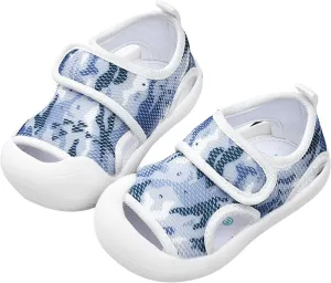 Infant Toddler Baby Girls Boys Shoes Sandals First Walking Shoes Soft Sole Breathable Flat Shoes (Blue, 5.5 Infant)