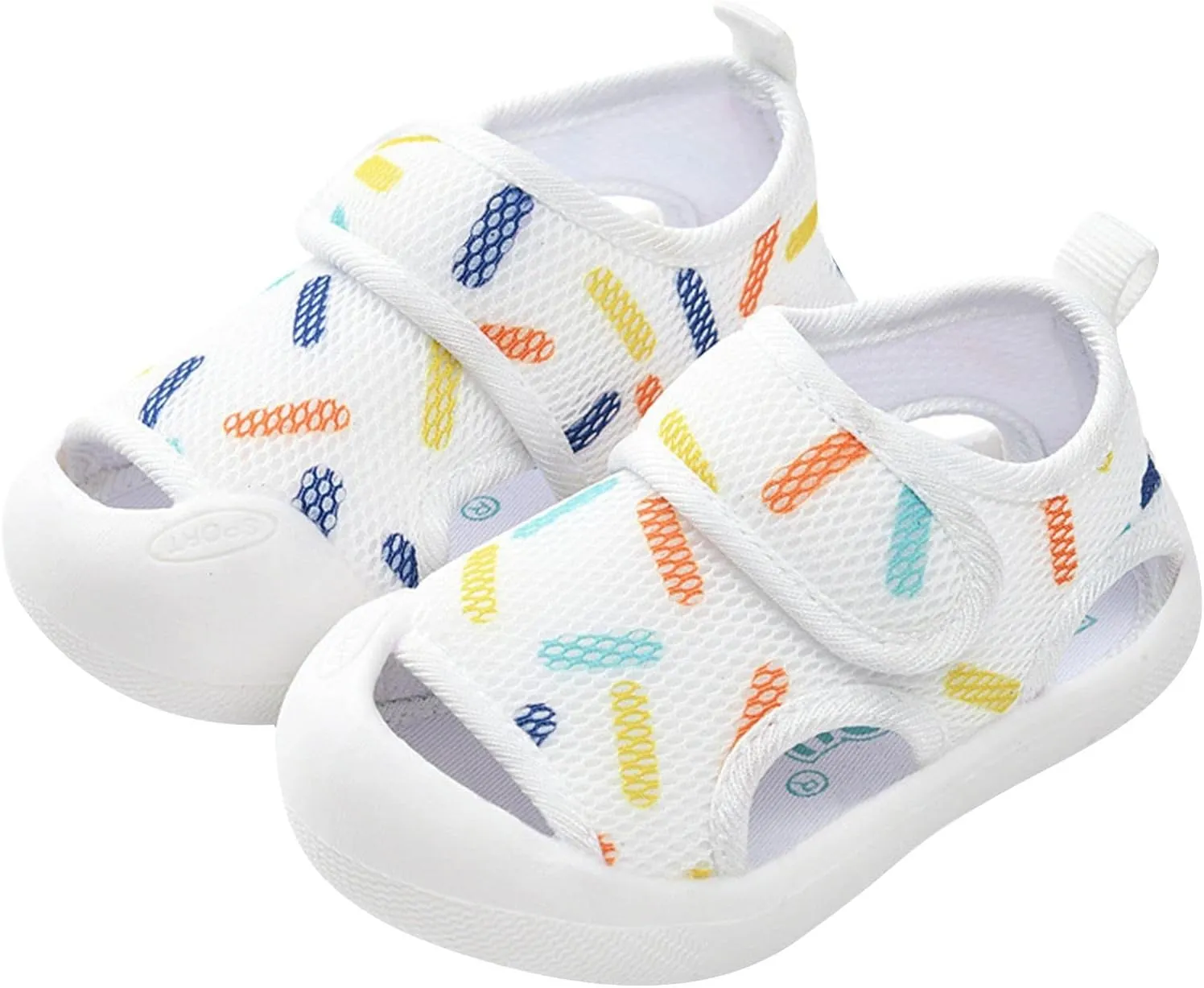 Infant Toddler Baby Girls Boys Shoes Sandals First Walking Shoes Soft Sole Breathable Flat Shoes (White, 5.5 Infant)