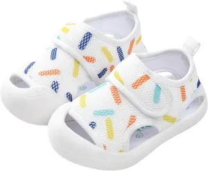 Infant Toddler Baby Girls Boys Shoes Sandals First Walking Shoes Soft Sole Breathable Flat Shoes (White, 5.5 Infant)