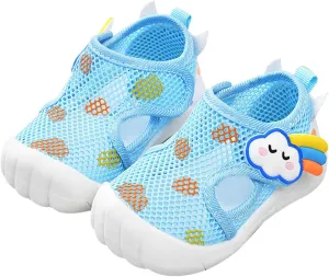 Infant Toddler Baby Girls Boys Shoes Sandals Newborn First Walkers Mesh Crib Shoes Breathable Soft Sole (Blue, 5 Infant)