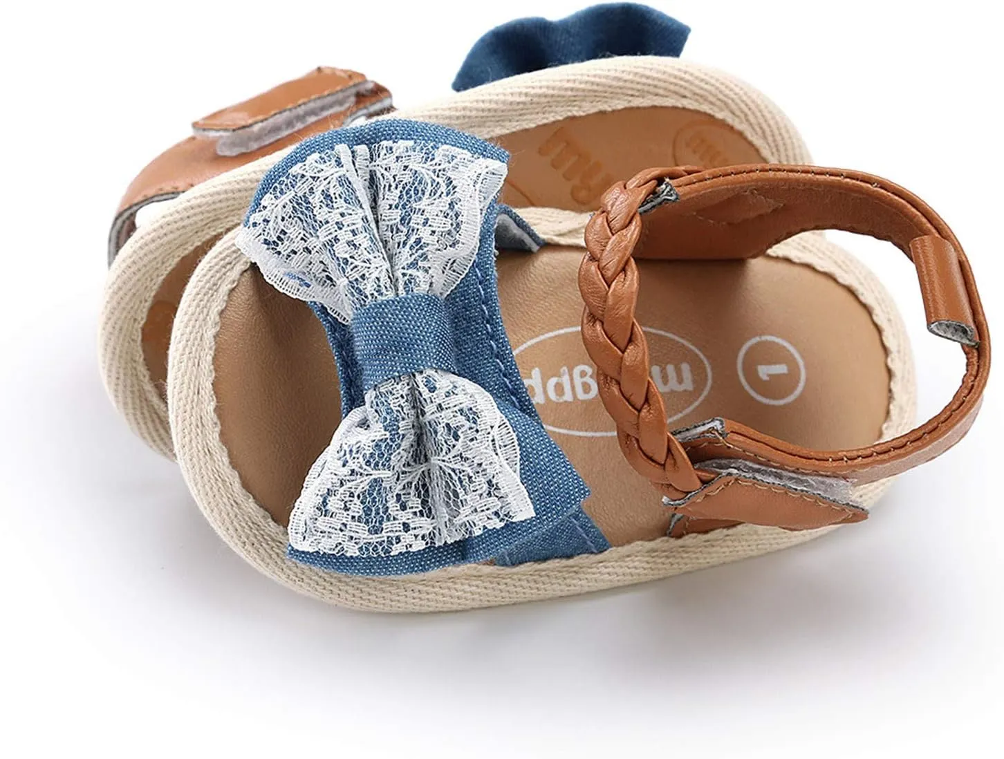Infant Toddler Baby Girls Boys Shoes Sandals Outdoor First Walkers Bow Soft Sole Flat Shoes (Blue, 0-6 Months)
