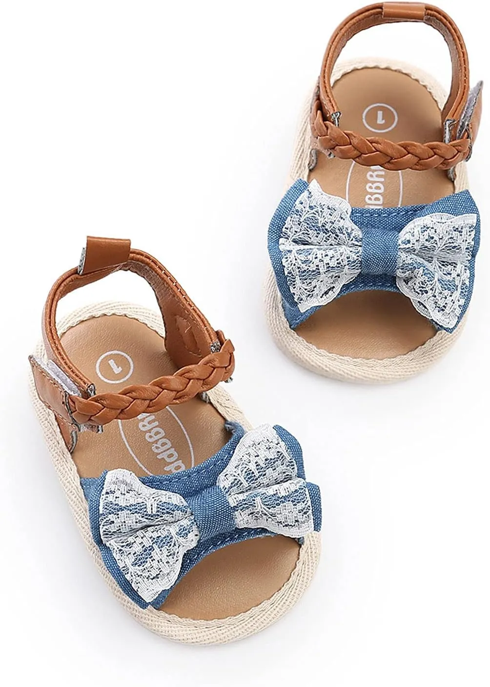 Infant Toddler Baby Girls Boys Shoes Sandals Outdoor First Walkers Bow Soft Sole Flat Shoes (Blue, 0-6 Months)