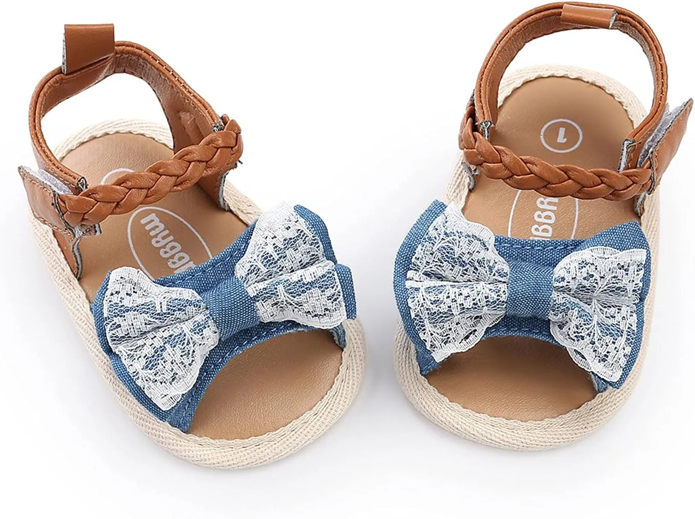 Infant Toddler Baby Girls Boys Shoes Sandals Outdoor First Walkers Bow Soft Sole Flat Shoes (Blue, 0-6 Months)