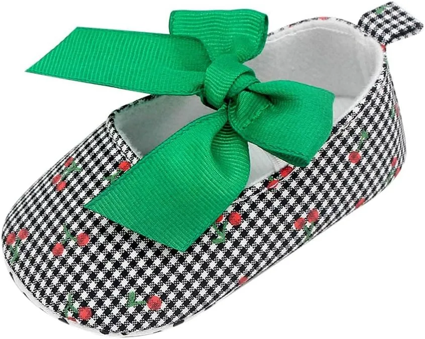 Infant Toddler Shoes Soft Sole Cute Bow Plaid Fruit Print Toddler Shoes Infant Size 4 Shoes Girls
