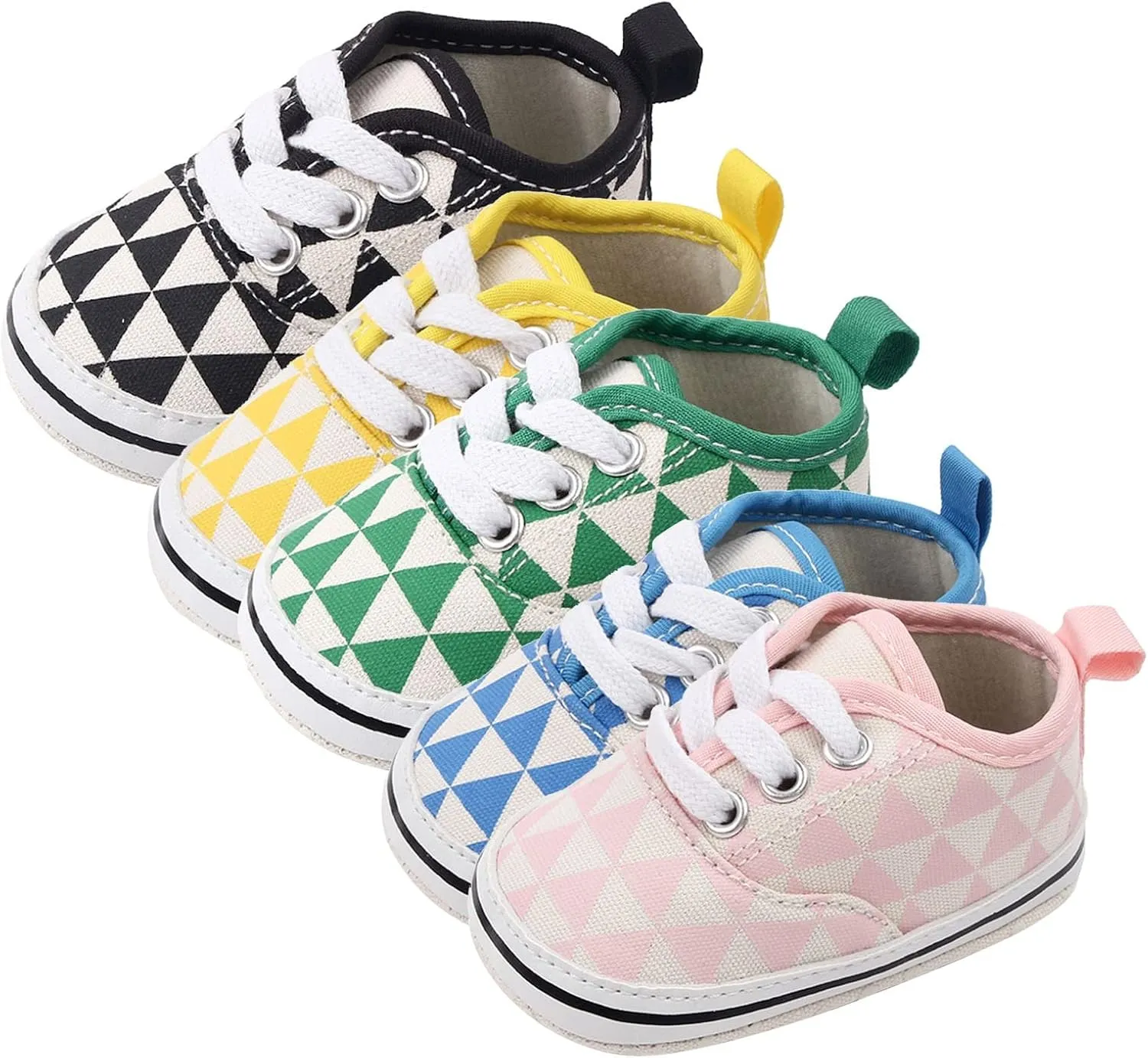 Infant Toddler Shoes Soft Sole Plaid Lace Up Casual Shoes Princess Shoes Toddler Shoes Baby Boys Girls Running Shoes (Yellow, 6-12 Months)