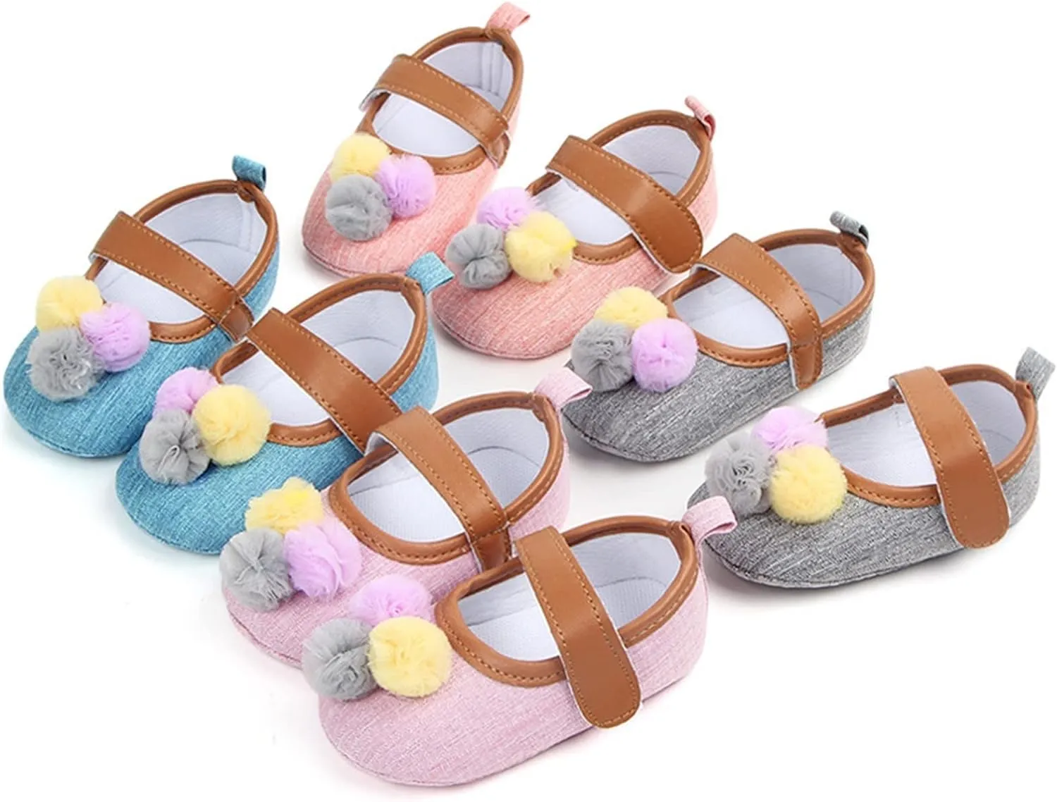 Infant Toddler Shoes Soft Sole Toddler Shoes Ball Hook Loop Breathable Princess Shoes Toddler Indoor Shoe