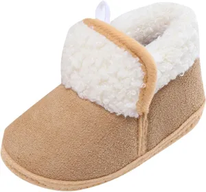 Infant Unisex Warm Fr Lined Soft Boots Baby Winter Ankle Non-Slip Rubber Texture Sole Toddler Winter Snow Shoes