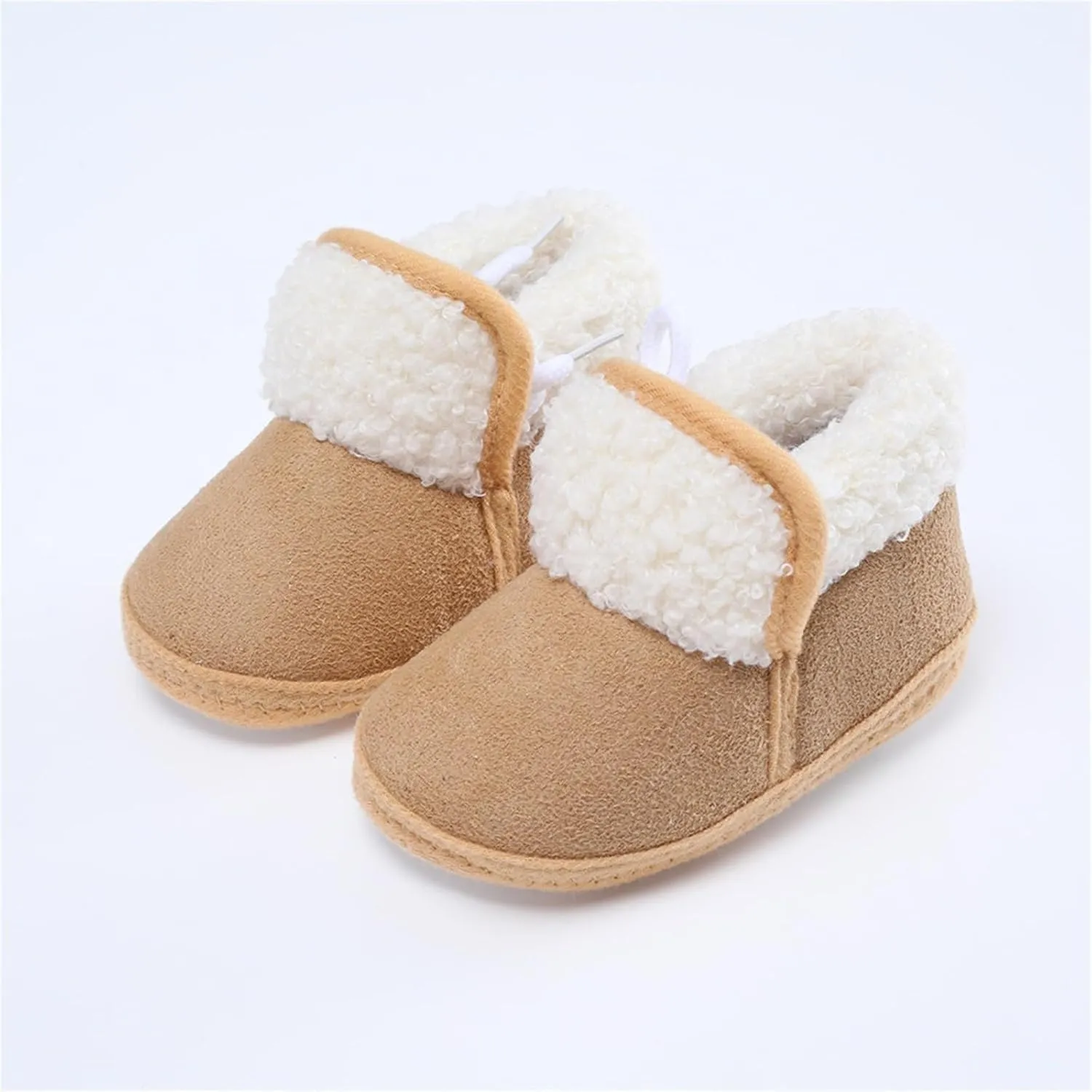 Infant Unisex Warm Fr Lined Soft Boots Baby Winter Ankle Non-Slip Rubber Texture Sole Toddler Winter Snow Shoes