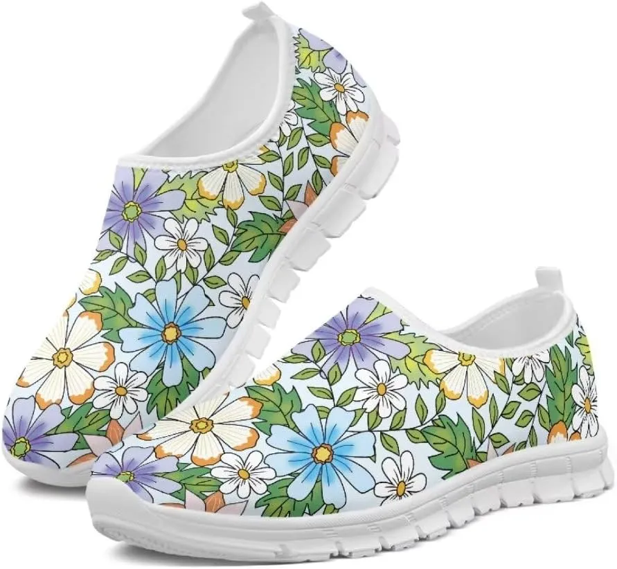Jeiento Breathable Mesh Walking Shoes for Women Slip-On Loafers Outdoor Running Sneaker Comfort Footwear Trainers Mesh Shoes Walking Flat Shoes