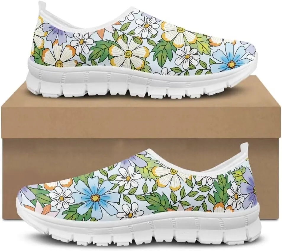 Jeiento Breathable Mesh Walking Shoes for Women Slip-On Loafers Outdoor Running Sneaker Comfort Footwear Trainers Mesh Shoes Walking Flat Shoes